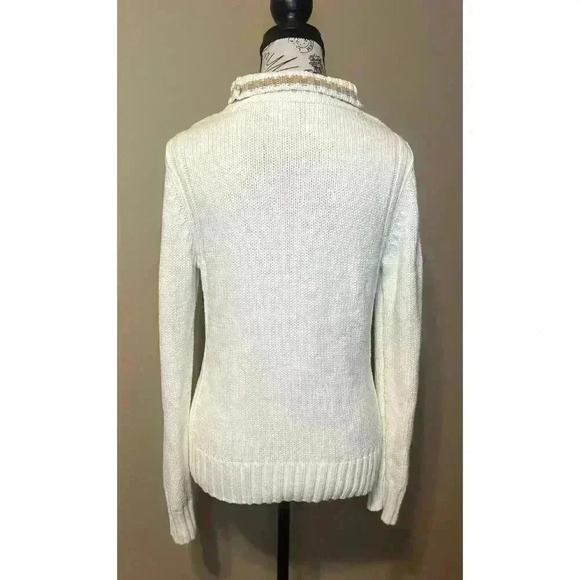 Tommy Hilfiger Cable Knit Sweater White Ivory Mock Neck Women’s Size Medium EUC! - Picture 7 of 9